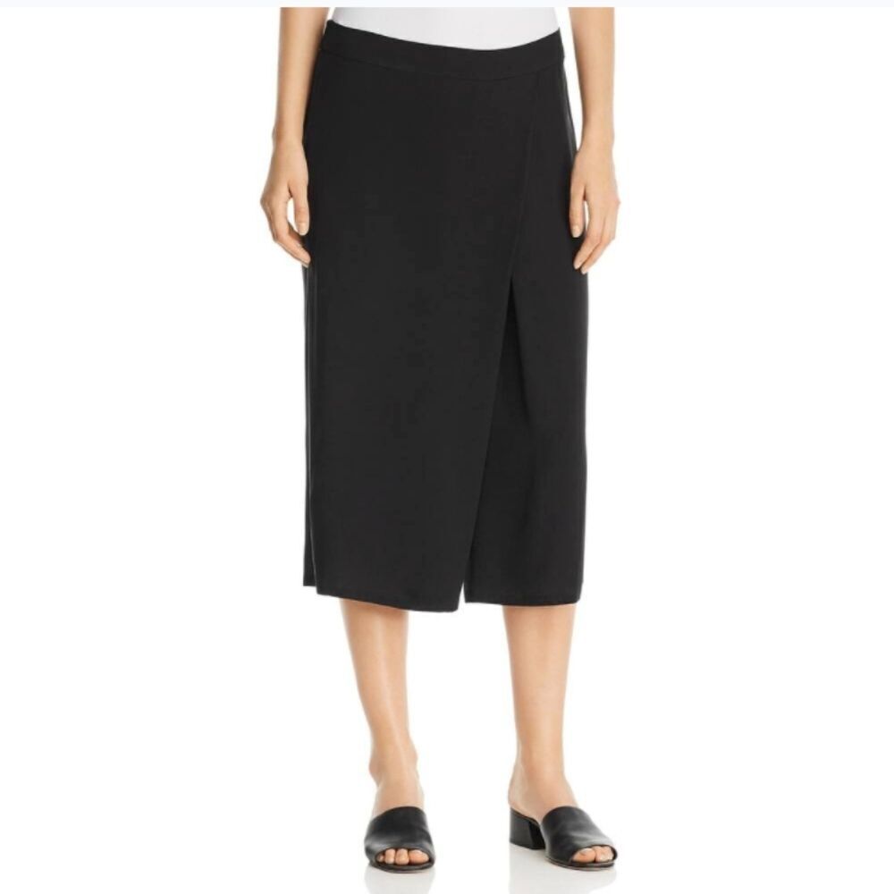 Eileen Fisher Faux Wrap Wide-Leg Crop Pants Size L